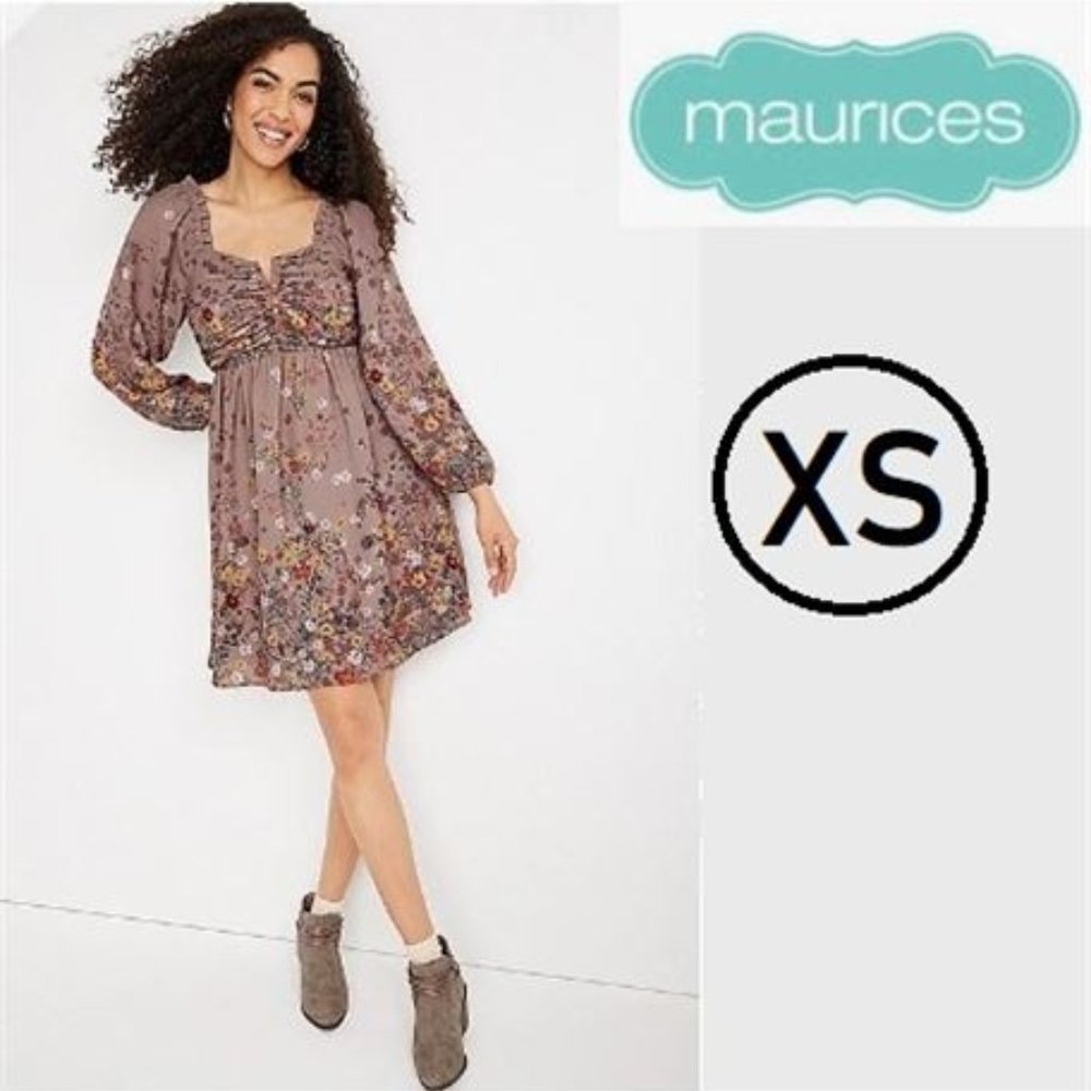 💝5/$25💖 MAURICES V NECK BABYDOLL MINI DRESS Sweet Long Sleeve Dress